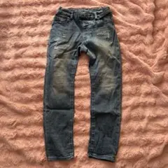 BACK NUMBER ダメージ加工スリムフィットデニム 140