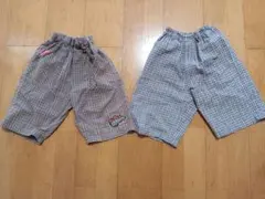 サッカー生地　チェック柄ハーフパンツ 130