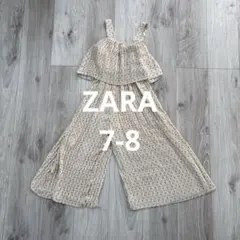 ZARA ベージュ ドット柄 オーバーオール 7-8歳