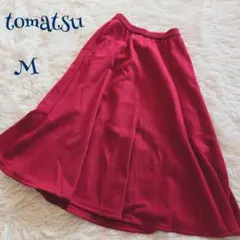 【tomatsu】ウエストゴム 裏地付き ウール混 Aライン フレアスカート M