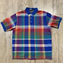 USA製　ポロバイラルフローレン　マルチカラー チェック柄 ポロシャツ