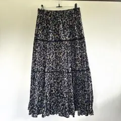 AMERICAN HOLIC花柄ネイビー ギャザーロングスカート