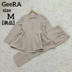 【美品】ジーラ GeeRA ペプラム ノーカラージャケット セットアップ M