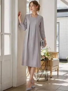 DRESS PLUS ワンピース フォーマルワンピース 結婚式 ライトグレー M