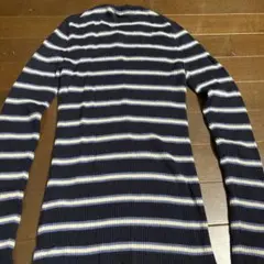 IENA ボーダー リブニット 長袖 ネイビー