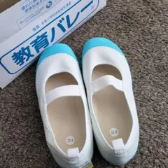 教育バレーDX 上履き 23.0cm ホワイト/ライトブルー