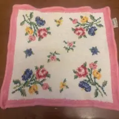 花柄タオルハンカチ ピンク