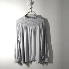 ノアジェnoa-ge✨プルオーバー　シャーリング　カットソー　伸縮性　無地　L