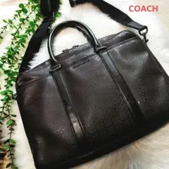 コーチ 2WAY ビジネスバッグ レザー シグネチャー ショルダー付