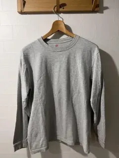 Hanes beefy ビーフィー　長袖カットソー グレー　インナー　ロンT