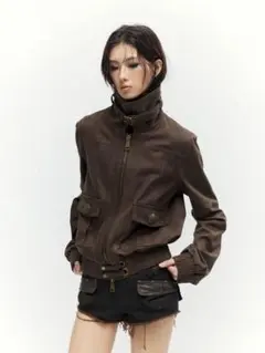 Vintage Brown Suede Short Jacke