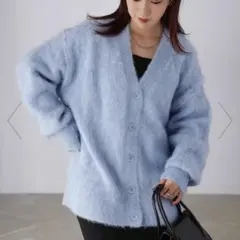 ライトブルー ファー風カーディガン Fサイズ