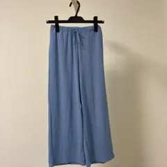 GU 水色リブ素材ロングパンツ　150