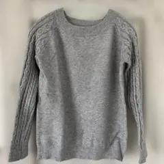 グレー ケーブルニット 長袖セーター Fサイズ