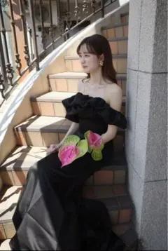 DRESS PRODUCTIONオフショルダーソフトマーメイドドレス