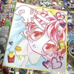 創作男の娘②手書き イラスト色紙