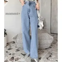 A522美品✨moment+ パール＆ビジュー＆ラインストーンデニムパンツ　S