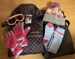 ★美品子供スキースノボウエア上下セット/グローブ/ゴーグル/ニット帽/靴下150