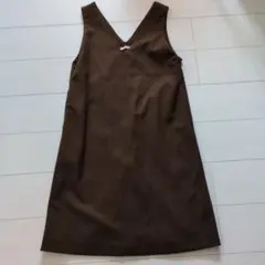 テチチ　ブラウン Vネック Aラインジャンパースカート
