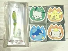 ナムコ サンリオ くじ B賞 クリアマルチケース 【グリーン】 ステッカーセット