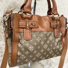 russet ラシット レザー ナイロン モノグラム　ショルダーバッグ 2way