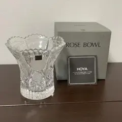 HOYAクリスタル　ガラスローズボウル　花瓶　13cm×13cm ぶどう