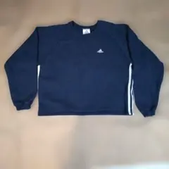 ​【00s/激レア】アディダス サイドライン スウェット 紺 M 短丈ボックス型