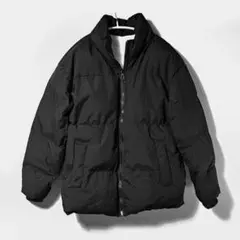 中綿入り 裏ボア アウター ダウン風 ジャケット ブラック