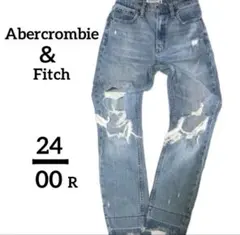 美品【Abercrombie＆Fitchアバクロ】ハイライズ　ダメージデニムマム