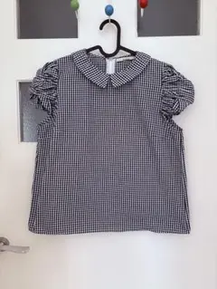 OLIVE des OLIVEリボン袖　ギンガムチェックシャツ　半袖