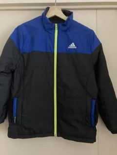 adidas ジップアップジャケット 中綿入り 黒/青　140