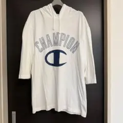 Champion フード付きホワイトTシャツ L