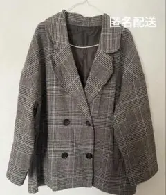 チェック ダブルブレストコート