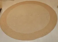 ジュート円形ラグ ベージュ ストライプ