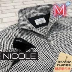 ■NICOLE モノトーン 立体チェック ショート襟オープンカラーシャツのサムネイル