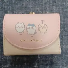 ちいかわ　バッジ口金財布 三つ折りコンパクト財布　ピンク　トリオ