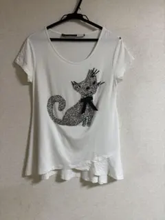 猫モチーフ スパンコール Tシャツ 半袖のサムネイル
