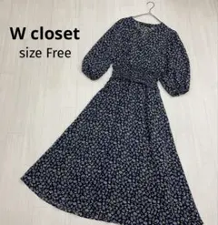 ◆ W closet ダブルクローゼット　シアー　小花柄　ギャザー　ワンピース