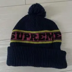 Supreme ニット帽 ポンポン付き ネイビー