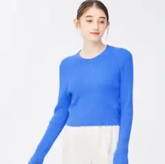 【GU ジーユー】ミニケーブルクロップドセーター 長袖 レディース【M】