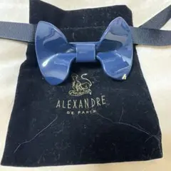 ALEXANDRE DE PARIS ネイビーリボンヘアバレッタ