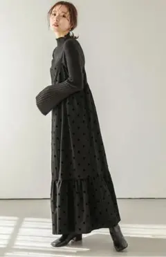 ブラックドットキャミワンピース
