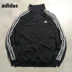 adidasトラックジャケット 3ラインブラックメンズMジャージロゴ ストリート