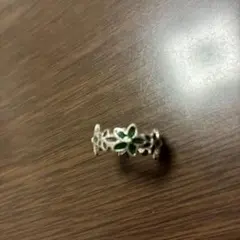 フラワーモチーフ リング グリーン パープル