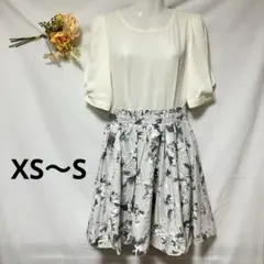 ノエラ　ひざ丈ワンピース　ドッキング　花柄　五分袖　XS〜S相当のサムネイル