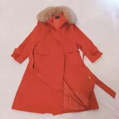 Vintage.90s CrimsonRed FoxFur WoolCoat