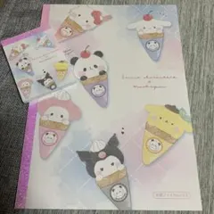 サンリオ×もちぱん　甘くて優しいクレープのデザイン？！方眼ノート　ミニメモセット