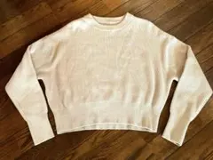 無印良品リブ編みクリーム色クロップドセーターM