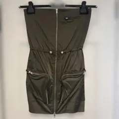 ZARA オリーブグリーン ベアトップワンピース M
