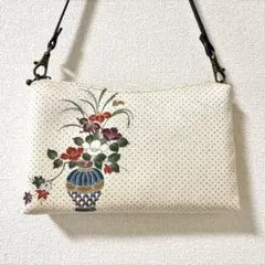ハンドメイド 着物リメイク ミニバッグ ポーチ 和柄 花壺紋様